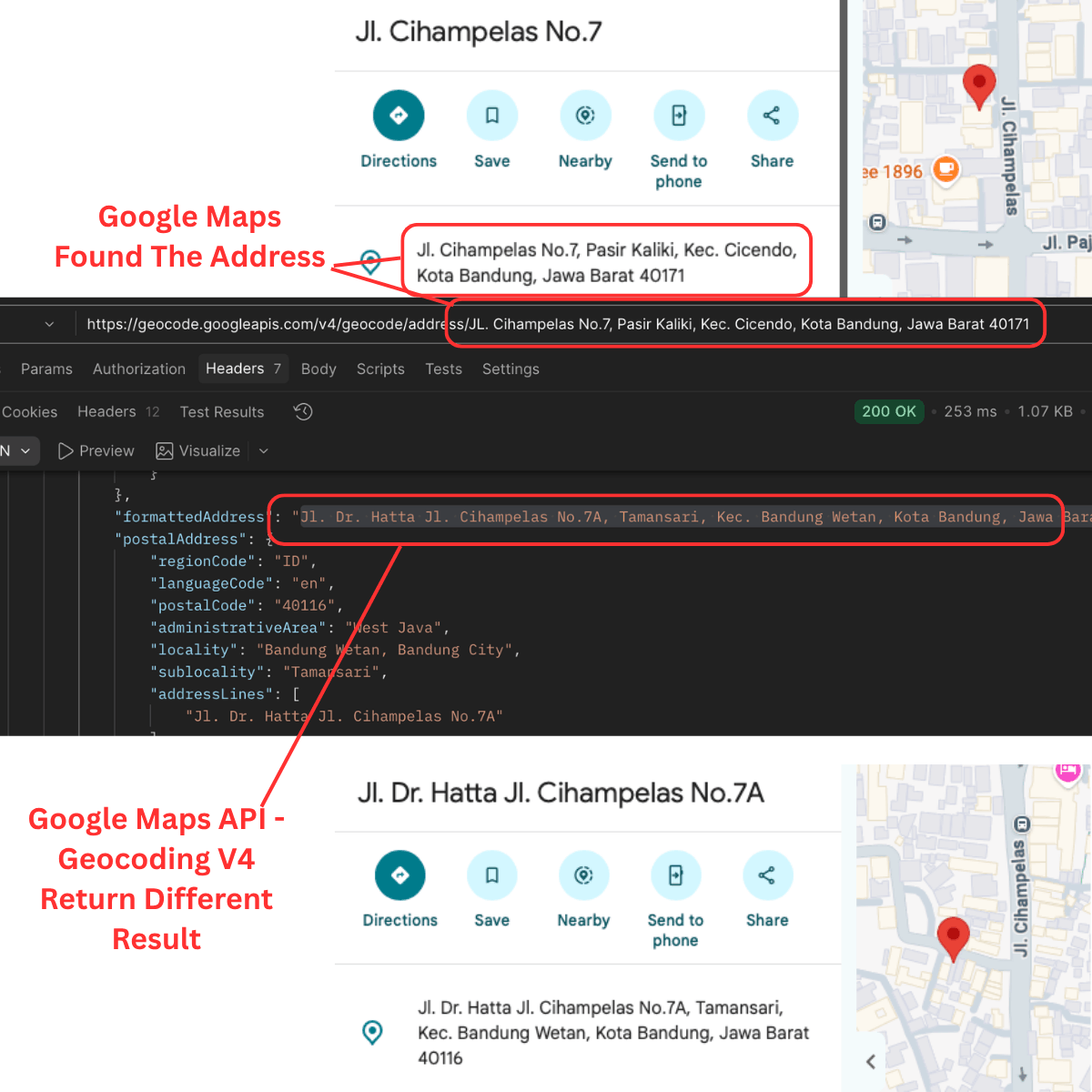 Google somehow decide Cihampelas 7 Pasir Kaliki is Cihampelas 7A Tamansari