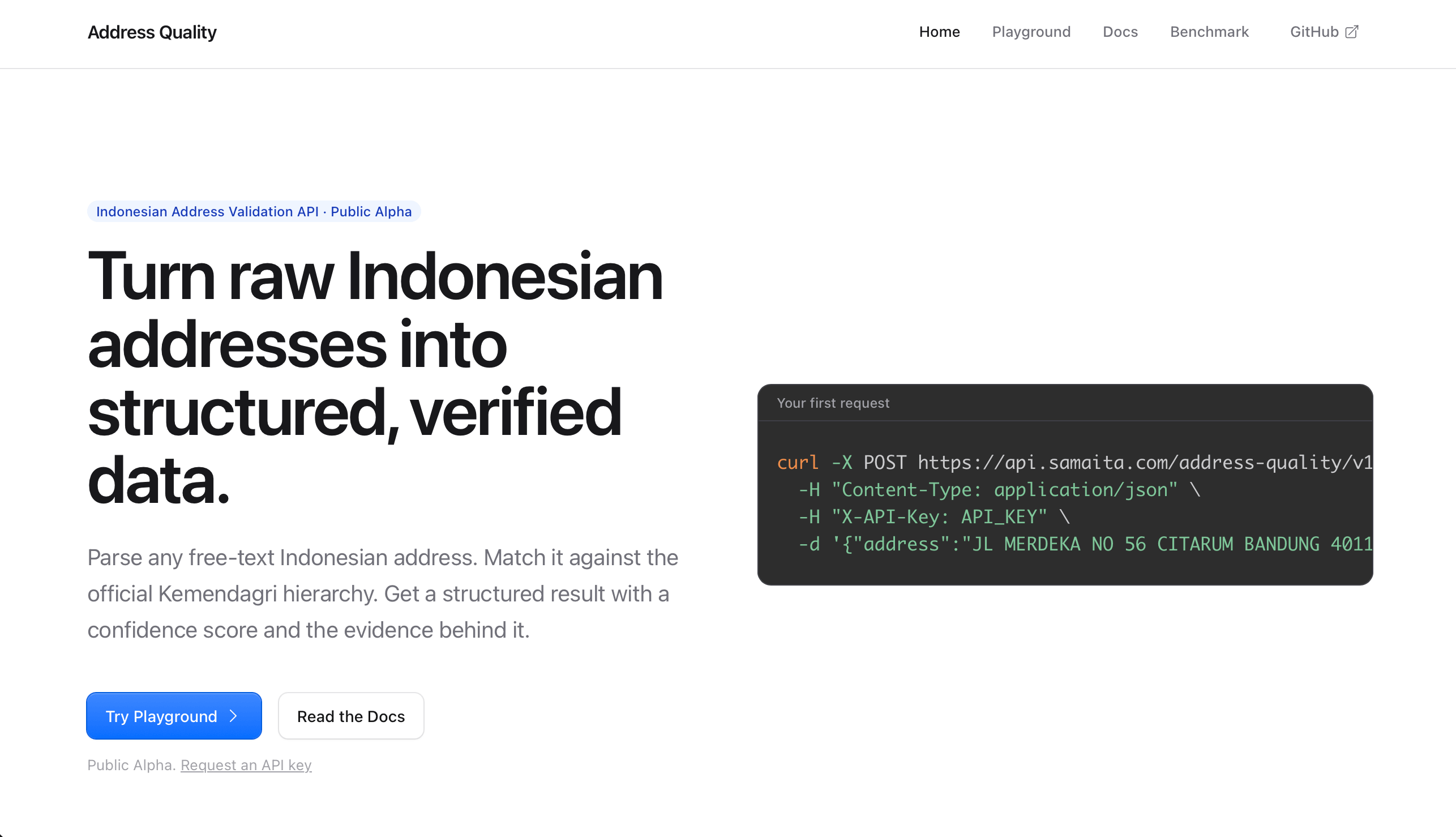 Address Quality landing page